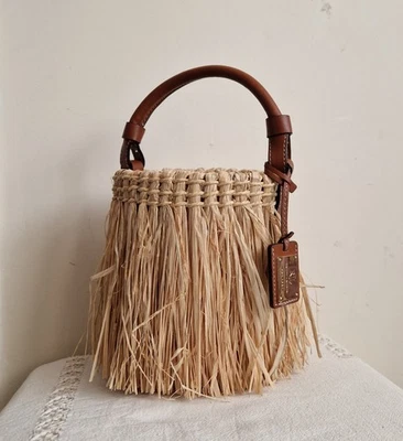 LAUREN RALPH LAUREN Raffia & Leather Small Lucey Bucket Bag BNWT - Image 1 of 4