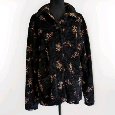 Vintage Black Diamond Jacket Sherpa Polyester Lined Women’s Large Button Down - Image 1 of 4