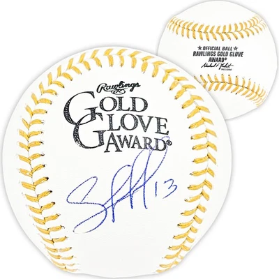 ¡OFERTA! Salvador Pérez Auto Oficial Guante Dorado Logo Béisbol Reales Beckett Wit Foto 1 de 4