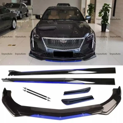 For Cadillac ATS XTS CTS SRX Black Blue Front Bumper Lip Spoiler 86" Side Skirt - Image 1 of 4