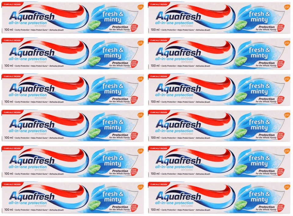 12 AQUAFRESH FRESH & MINTY All in One Protection Family Toothpaste 100ml - Image 1 of 4