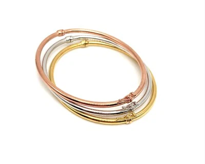 18K Dreifarbiges Gold Armreifen Damen – Italienische polierte Armreifen - Bild 1 von 4