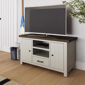 Solid Reclaimed Pine TV Unit 2 Door 1 Drawer Driftwood Finish - Picture 1 of 9