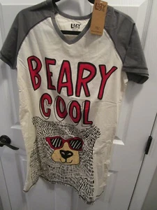 LAZY ONE V-NECK BEARY COOL PJ SLEEP NIGHTSHIRT  SIZE S/M  NEW - Picture 1 of 3