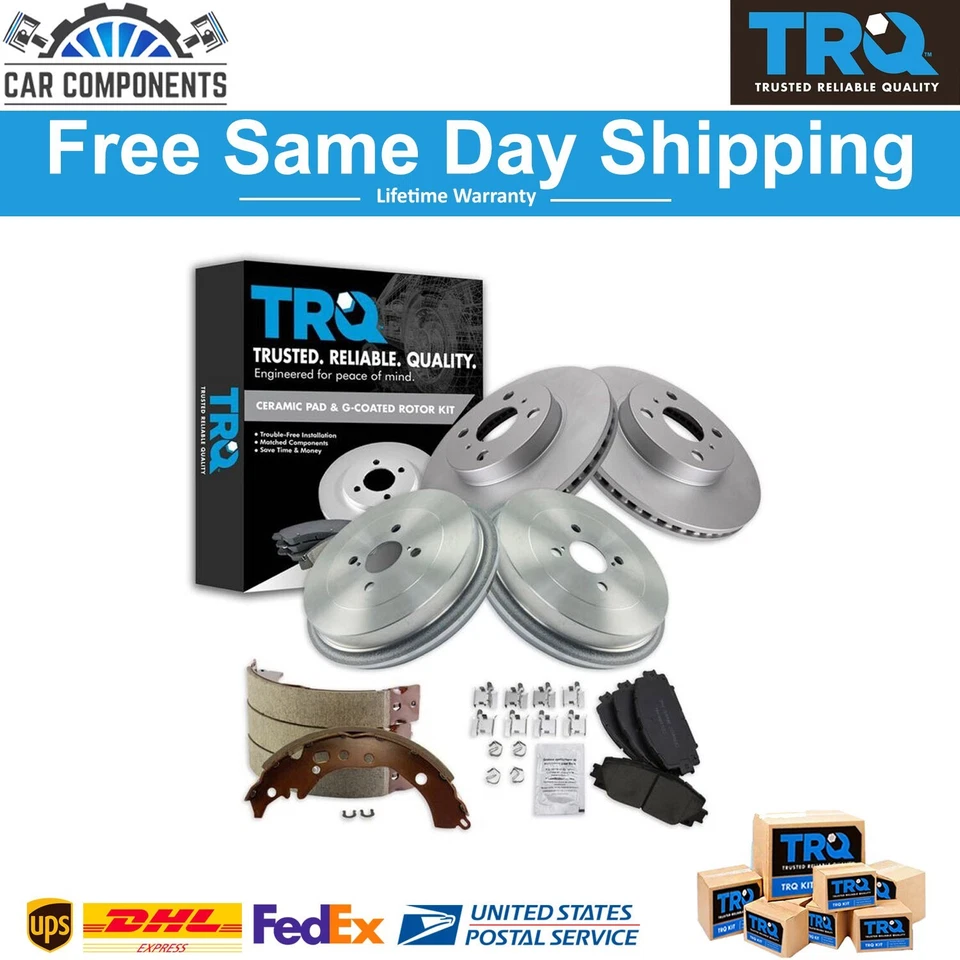 Kit de zapata de rotor recubierto de pastillas de freno delanteras y traseras TRQ para iQ Prius C Foto 1 de 4