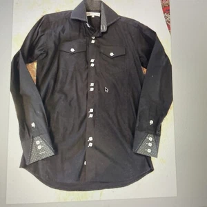 Men’s Bona Fide genius black fancy dress shirts size small - Picture 1 of 8