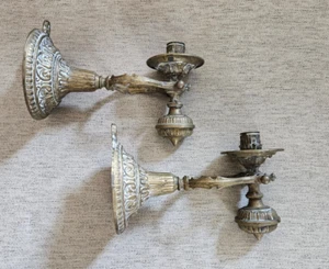 heavy brass Antique Hinged Candle Sconces Holders - Picture 1 of 11