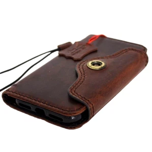 Genuine Natural Leather Case for Apple iPhone SE 2 Book Soft Wallet Cover Brown - Picture 1 of 6