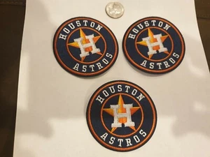 (3)Houston Astros 3"X3" FERRO DA STIRO SU TOPPE RICAMATE  - Foto 1 di 1