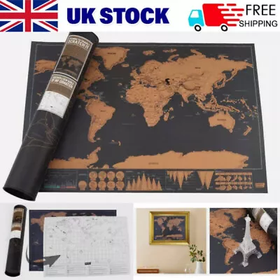 Deluxe Scratch Off Map Personalised Travel Poster Atlas Scraping World Map Gift