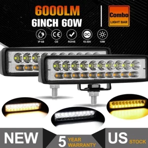 2Pcs 6" inch 60W LED Work Light Bar Offroad 4WD Flood Pods Fog ATV Driving Lamp - Picture 1 of 12