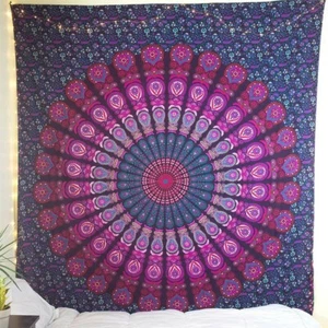 Large Indien Ombre Tapestry Wall Hanging Mandala Hippie Bedspread Throw Cover UK - Picture 1 of 3