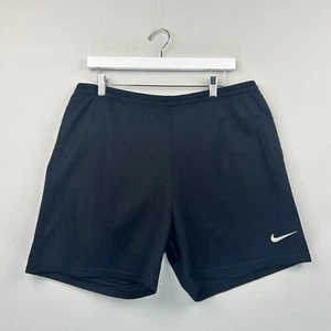 Vintage Nike Shorts Mens XL Black Embroidered Logo Swoosh Drawstring Made in USA - Picture 1 of 14