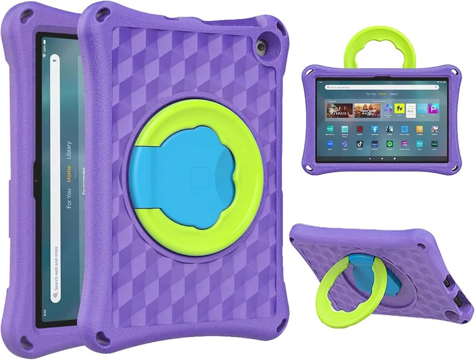 Riaour Kids Case for 10" Tablet 2023/2021 Shockproof Anti-Slip Purple Cover - Image 1 of 4