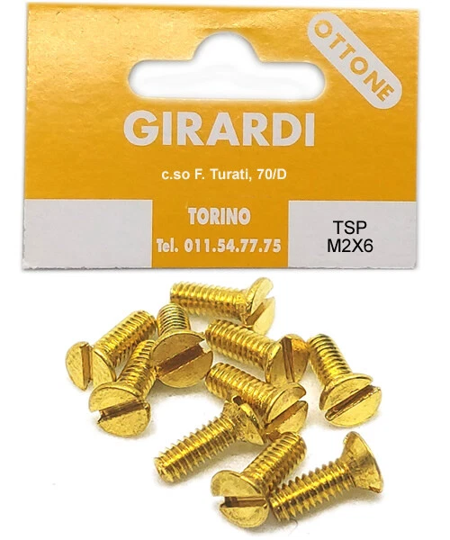 VITE A METALLO IN OTTONE TESTA SVASATA PIANA M2x 6 - DIN 963 - pz 20/50/100 - Immagine 1 di 1