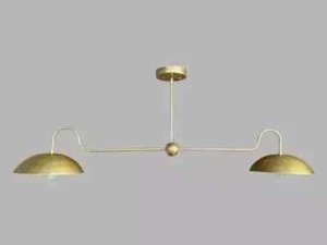Mid Century Handmade Raw Brass 2 Tier Shade Sputnik Chandelier Italian Modern - Picture 1 of 6