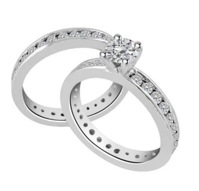 Eternity Bridal Ring Set SI1 G 2.01 Carat Natural Diamond 14K White Gold 7.80MM - Image 1 of 4
