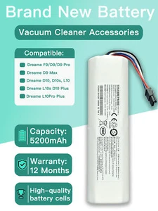 Battery For Dreame F9,D9, D10, D10s, D10 Plus, L10 Pro Plus 5200mAh - Picture 1 of 9