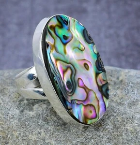 Abalone Shell Gemstone Handmade 925 Sterling Silver Women Jewelry Ring All Size - Picture 1 of 3