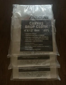 Pacoa (3) Drop Cloth Heavy Duty Canvas 4x12 Ft - Multi Purpose 8 Oz. Lot of 3 - Picture 1 of 2
