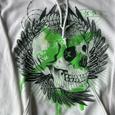 Sudadera con Capucha Estampado Gráfico Y2K Gildan Para Hombre Talla L Tatuaje Calavera Grunge De Colección Foto 1 de 4