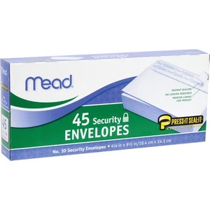 Mead Press It Seal It White Envelopes 45 Pack 10 Size Self Adhesive Security - Picture 1 of 8