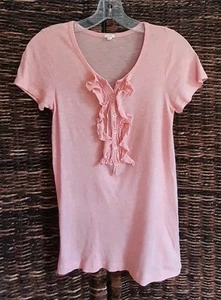 J. Camiseta Crew Henley Para Mujer Pequeña Melocotón Volantes Fairycore Cottagecore Chica - Imagen 1 de 4