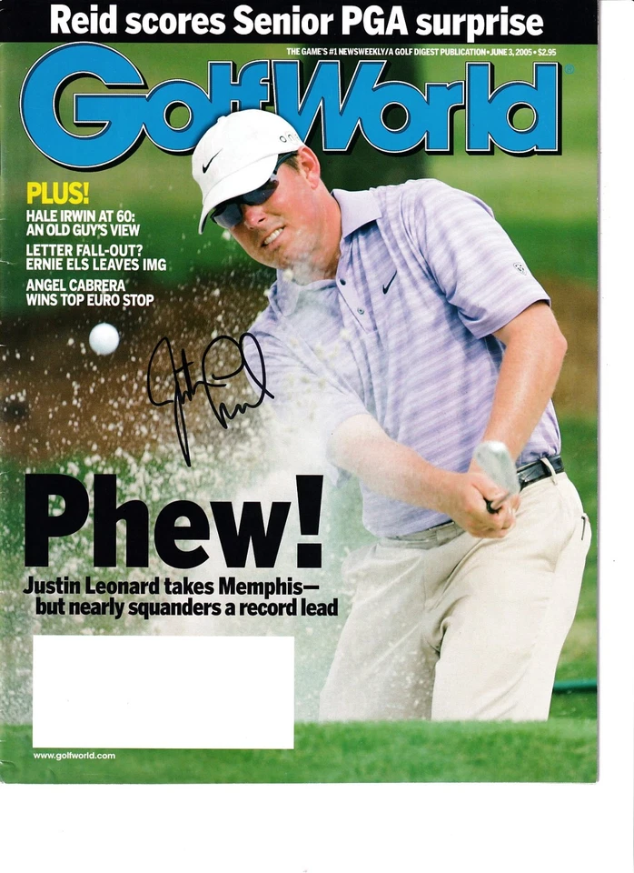 Justin Leonard autografiado firmado autógrafo automático edición de la revista Golf World 2005 Foto 1 de 1