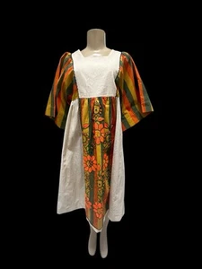Embroidered Dress Maxi Cottage Core Puff Sleeve Modesty Boho Hippie - Picture 1 of 13