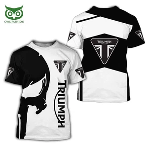 Triumph Motorcycles schwarz-weiß Logo 3D T-Shirt - Bild 1 von 3