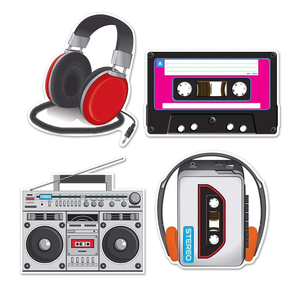 Beistle Cassette Player Cutouts - 80's | Party Supply | Decoration - Image 1 of 1