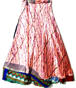 Incredible-art Vintage Silk Sari Magic Wrap Skirt Reversible Double Layer skirt, - Picture 1 of 6