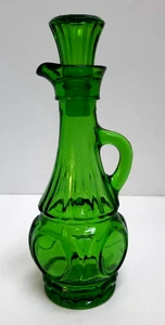 Crueta de vidrio verde esmeralda Wheaton vintage 'Ojo de buey' con tapón 8" aceite y vinagre - Imagen 1 de 10