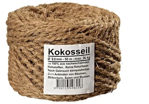 Kokosseil Ø 7 mm x 50m, Ersatz für Kratzbaum – Gartenseil, Kokosstrick, Natur - Bild 1 von 6