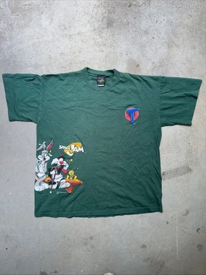 VTG Space Jam Looney Tunes Wrap Around Bleacher Single Stitch T-Shirt Size L - Image 1 of 4