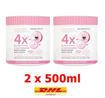 2x Skin Editor Black Pearl & Niacinamide Brightening Body Scrub soft smooth 500g - Image 1 of 4