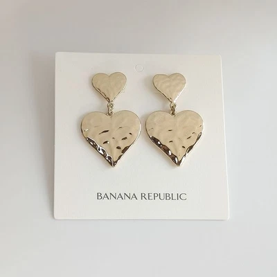 New Banana Republic Heart Drop Earrings Fashion Party Women Vacation Jewelry - Image 1 of 4