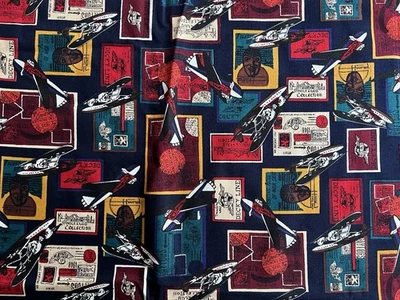3.75 yds Vintage Airplanes Alexander Henry Collection Cotton Fabric - Image 1 of 4