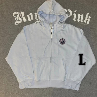 Victoria’s Secret PINK NEW Ivy Fleece Hydrangea Blue Icy Blue Full Zip Hoodie- L - Image 1 of 4