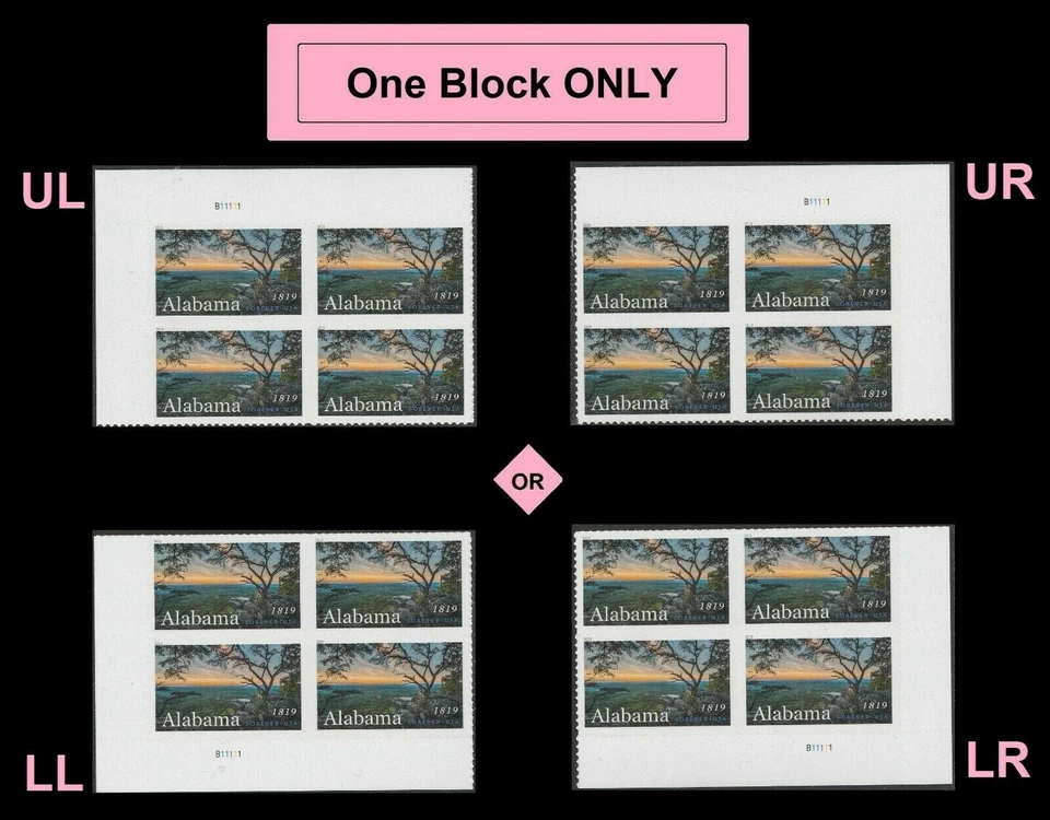 [OOS] US #5360 MNH Plate Block 2019 Alabama Statehood - Image 1 of 1