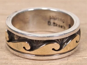 Anello Donovan Skeets NUOVO Fascia Onde Oro 14K e Argento Sterling Taglia 5 X309A - Foto 1 di 4