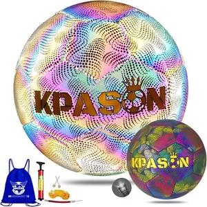 Soccer Ball, Holographic Reflective Glowing Soccer Ball for Men Women Training - Picture 1 of 3