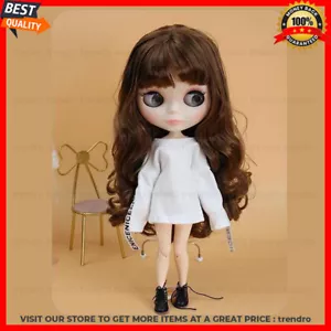 12" Nude Blyth Doll From Factory White Skin Matte Face Brown Hair Joint Body Toy - Picture 1 of 26