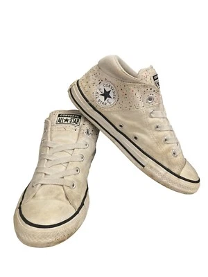 Tênis Converse All Star Junior tamanho 3 bege colorido respingo alta - Imagem 1 de 4