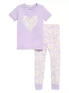 Nuevo Conjunto de Pijama 2 Piezas Púrpura Antiguo Azul Marino Margarita Floral Talla 2T Nuevo con Etiquetas - Imagen 1 de 2