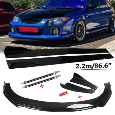For Mazda Protege Front Bumper Lip Spoiler Side Skirts Rear Lip Glossy Black Foto 1 de 4