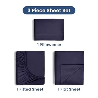 Conjunto de lençóis de solteiro 225 fios rico em algodão 3 peças conjunto de lençóis de solteiro 1 ajustado  - Imagem 1 de 4