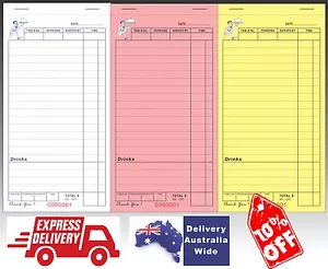50x Large Restaurant Docket Books TRIPLICATE Carbonless FREE Delivery - Picture 1 of 6