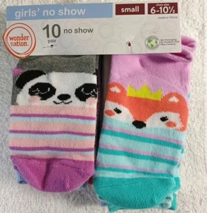 Girls 10 Pair No-show Socks Shoe Size 6-10 1/2, Wonder Nation - Picture 1 of 5