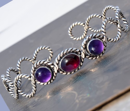 VALENTINO Bracciale Mozambico Granato e Ametista Gemma Argento Sterling 925 Bracciale Fatto a Mano